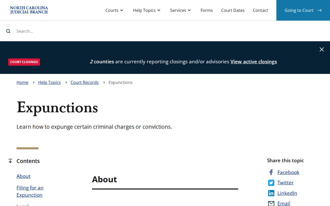 North Carolina expunction guidance for Davidson County arrest records