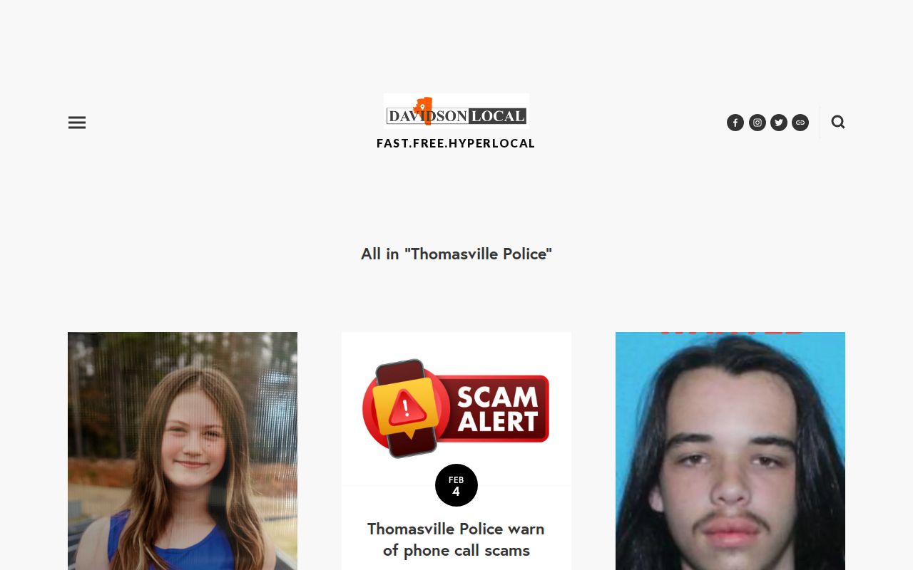 DavidsonLocal Thomasville Police category with city public-safety reporting